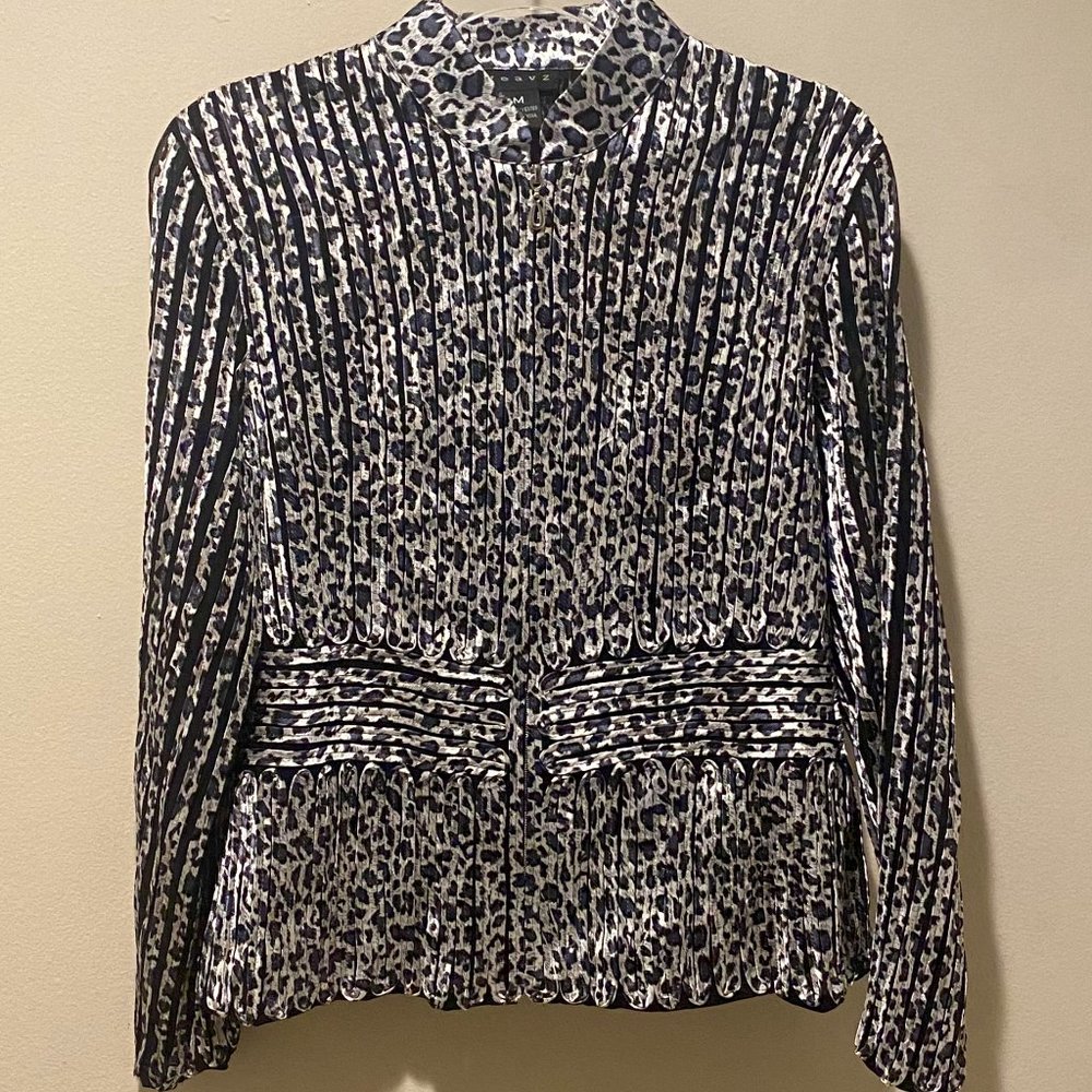 Weavz long sleeve ribbon jacket animal print silver Medium